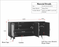 Boston Solid Wood Three - Door Sideboard Cabinet - Sideboard - Furniselan Grey-Finish 
