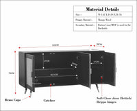 Boston Solid Wood Three-Door Sideboard Cabinet Furniselan Natural Finish