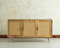 Boston Solid Wood Three-Door Sideboard Cabinet Furniselan Natural Finish