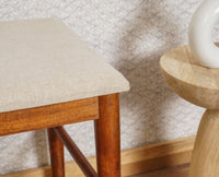 Boston Solid Wood Rattan Cane Dining Table Six Seater Set with Bench Furniselan Brown-Finish