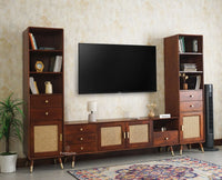 Boston Solid Wood Tv Entertainment Unit Set Of Three Furniselan Brown Finish