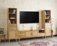 Boston Solid Wood Tv Entertainment Unit Set Of Three Furniselan Natural Finish