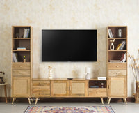 Boston Solid Wood Tv Entertainment Unit Set Of Three Furniselan Natural Finish