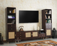 Boston Solid Wood Tv Entertainment Unit Set Of Three Furniselan Grey Finish