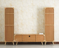 Boston Solid Wood Tv Entertainment Unit Set Of Three Cabinets Furniselan Natural Finish