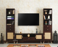 Boston Solid Wood Tv Entertainment Unit Set Of Three Cabinets Furniselan Grey Finish