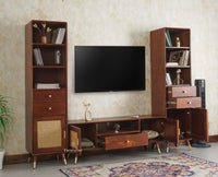 Boston Solid Wood Tv Entertainment Unit Set Of Three Cabinets Furniselan Brown Finish