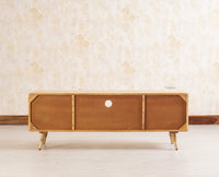 Boston Solid Wood Tv Entertainment Unit Set Of Three Cabinets Furniselan Natural Finish