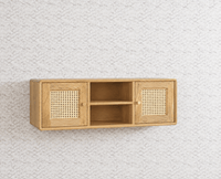 Boston Solid Wood Two Door Wall Shelve Furniselan - Natural-Finish