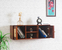 Boston Solid Wood Two Door Wall Shelve Furniselan Brown-Finish