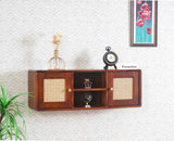 Boston Solid Wood Two Door Wall Shelve Furniselan Brown-Finish