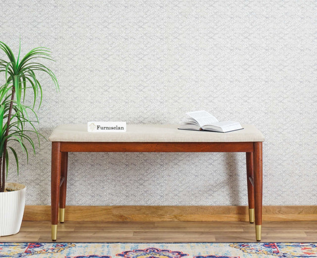 Boston Solid Wood two Seater Bench Furniselan Brown-Finish