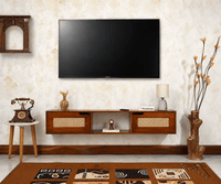 Boston Solid Wood Wall Mounted TV Unit Cabinet - Tv Cabinet - Furniselan - Brown-Finish