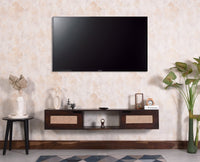 Boston Solid Wood Wall Mounted TV Unit Cabinet Furniselan - Grey-Finish