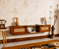 Boston Solid Wood Wall Mounted TV Unit Cabinet - Tv Cabinet - Furniselan - Brown-Finish