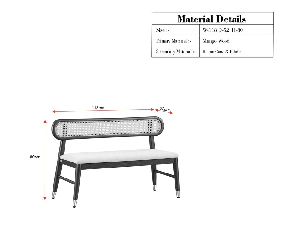 Boston Wooden Backrest Bench Three Seater Natural Finish