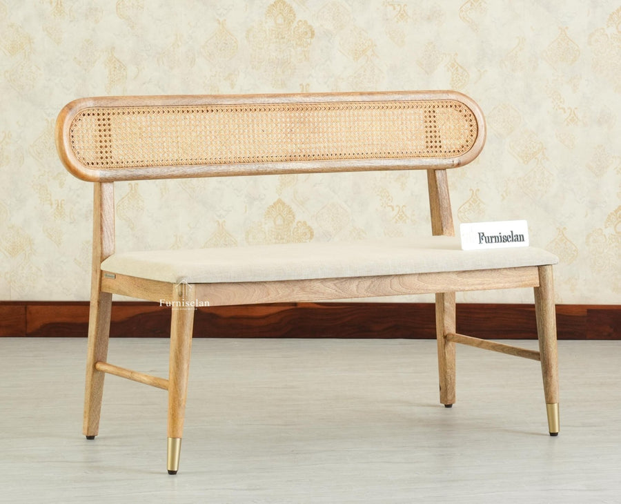 Boston Wooden Backrest Bench Three Seater Natural Finish