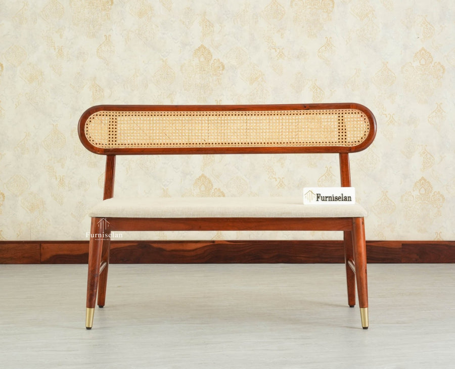 Boston Wooden Backrest Bench Three Seater Brown Finish