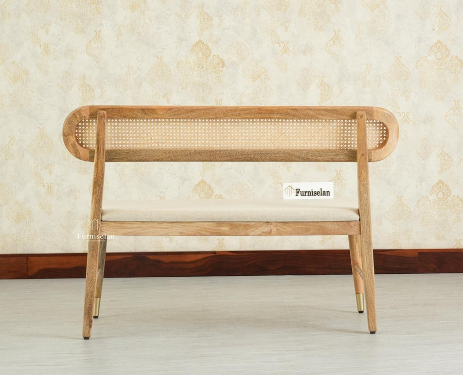 Boston Wooden Backrest Bench Three Seater Natural Finish