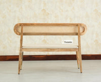 Boston Wooden Backrest Bench Three Seater Natural Finish