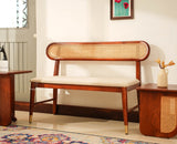 Boston Wooden Backrest Bench Three Seater Brown Finish
