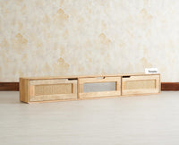 Boston Wooden Large Wall Mounted TV Unit Cabinet Three Door Natural Finish