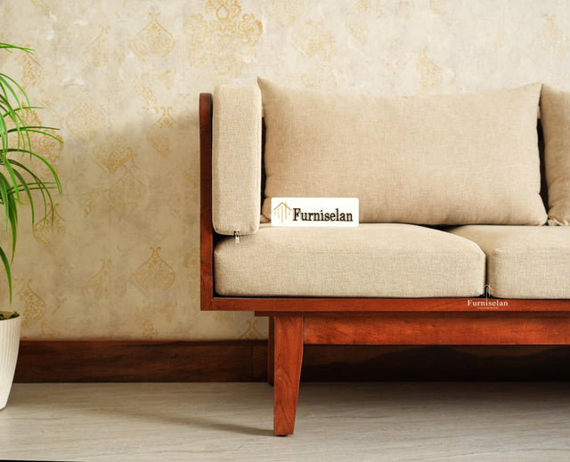 Boston Wooden Luma Three Seater Sofa Brown Finish