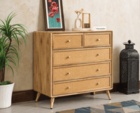 Boston Wooden Rattan Cane Chest of Drawer Five Drawer Cabinet Natural Finish