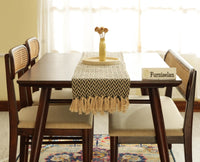 Boston Wooden Rattan Cane Dining Table Four Seater with Backrest Bench Grey Finish