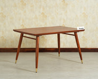 Boston Wooden Rattan Cane Dining Table Four Seater with Backrest Bench Brown Finish