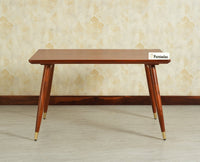 Boston Wooden Rattan Cane Dining Table Four Seater with Backrest Bench Brown Finish