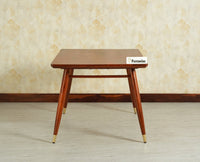 Boston Wooden Rattan Cane Dining Table Four Seater with Backrest Bench Brown Finish