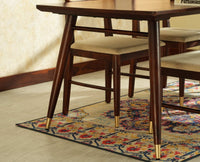 Boston Wooden Rattan Cane Dining Table Six  Seater with Backrest Bench Grey Finish