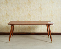 Boston Wooden Rattan Cane Dining Table Six  Seater with Backrest Bench Brown Finish