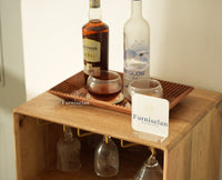 Boston Wooden Rattan Cane Mini Bar Cabinet with Storage Natural Finish