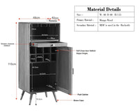 Boston Wooden Rattan Cane Mini Bar Cabinet with Storage Natural Finish