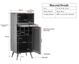 Boston Wooden Rattan Cane Mini Bar Cabinet with Storage Grey Finish