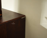 Boston Wooden Rattan Cane Mini Bar Cabinet with Storage Grey Finish