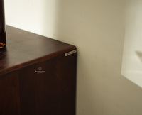 Boston Wooden Rattan Cane Mini Bar Cabinet with Storage Grey Finish