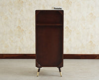 Boston Wooden Rattan Cane Mini Bar Cabinet with Storage Grey Finish