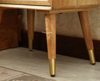 Boston Wooden Rattan Cane One Drawer Bedside Table Natural Finish