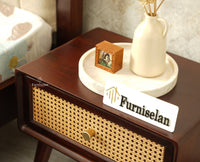 Boston Wooden Rattan Cane One Drawer Bedside Table Grey Finish