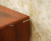 Boston Wooden Rattan Cane One Drawer Bedside Table Brown Finish