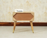 Boston Wooden Rattan Cane One Drawer Bedside Table Natural Finish