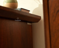 Boston Wooden Rattan Cane Study Laptop Table Desk with Two Drawer and One Door Brown Finish 