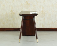 Boston Wooden Rattan Cane Study Laptop Table Desk with Two Drawer and One Door Grey Finish 