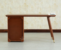 Boston Wooden Rattan Cane Study Laptop Table Desk with Two Drawer and One Door Brown Finish 