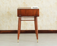 Boston Wooden Rattan Cane Study Laptop Table with Two Drawers With Chair Brown Finish