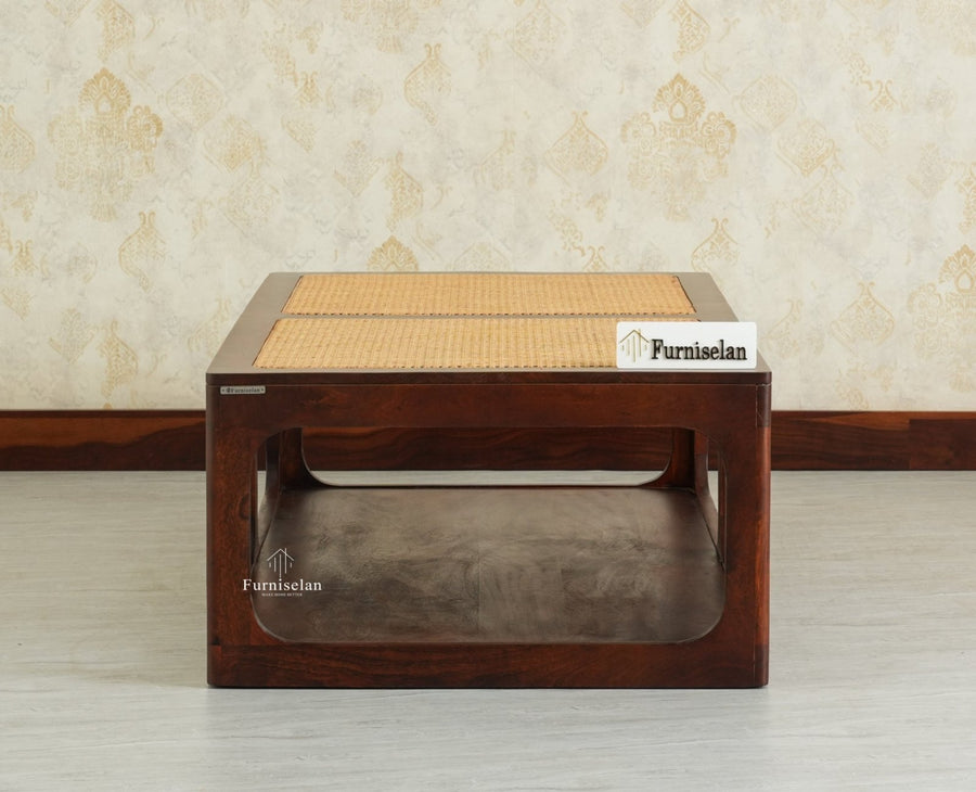 Boston Wooden Riviera Cane Coffee Table Grey Finish