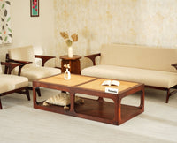 Boston Wooden Riviera Cane Coffee Table Grey Finish
